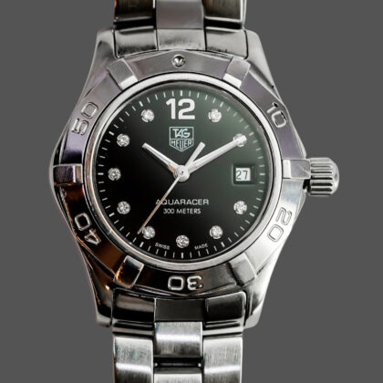 Monty's TAG Heuer Aquaracer Ladies WAF141C Diamond Dial 28mm Watch #69359