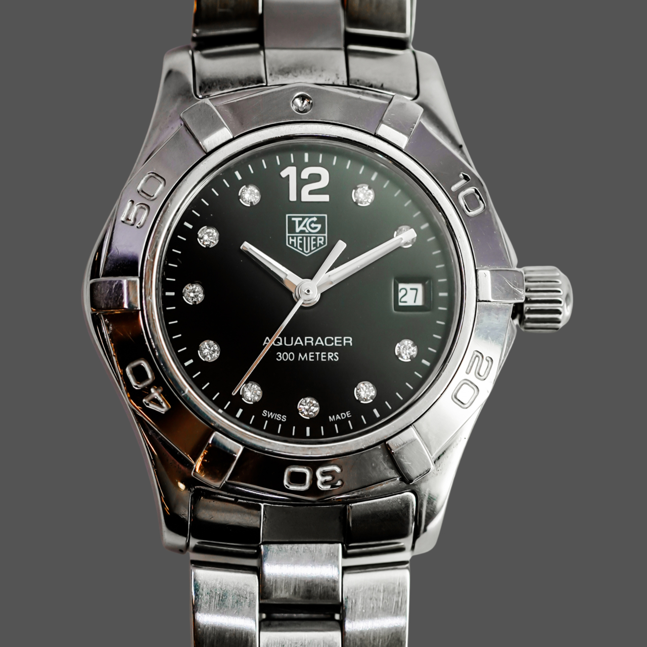 TAG Heuer Aquaracer Ladies WAF141C Diamond Dial 28mm Watch #69359