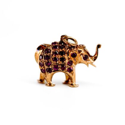 Monty's Vintage 9ct Rose Gold Ruby Elephant Charm Pendant #69378-8