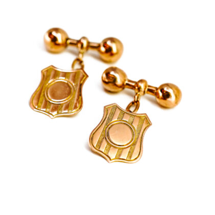 Vintage 9ct Rose Gold Shield Cufflinks #69962