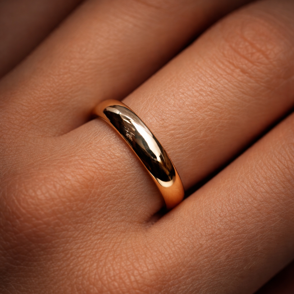 Vintage 9ct Yellow Gold 4.8mm Ring Band Size V1/2 #69449 Vintage 9ct Yellow Gold 4.8mm Ring Band Size V1/2 #69449 - Image 2