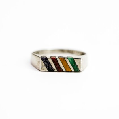 Monty's Vintage Sterling Silver Multi-Coloured Stone Ring Size M½ #69948