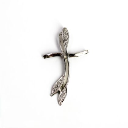 14ct White Gold CZ Cross Pendant 3.7g | Hallmarked 585 #40467