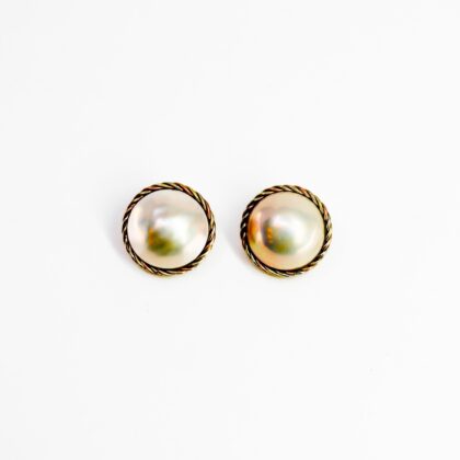9ct Yellow Gold Mabé Pearl Clip-On Earrings 8.9g 18mm | Hallmarked 375 | Val $1,400 #38814