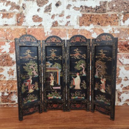 Antique Chinese 4 Panel Hand-Painted Folding Table Screen #70079