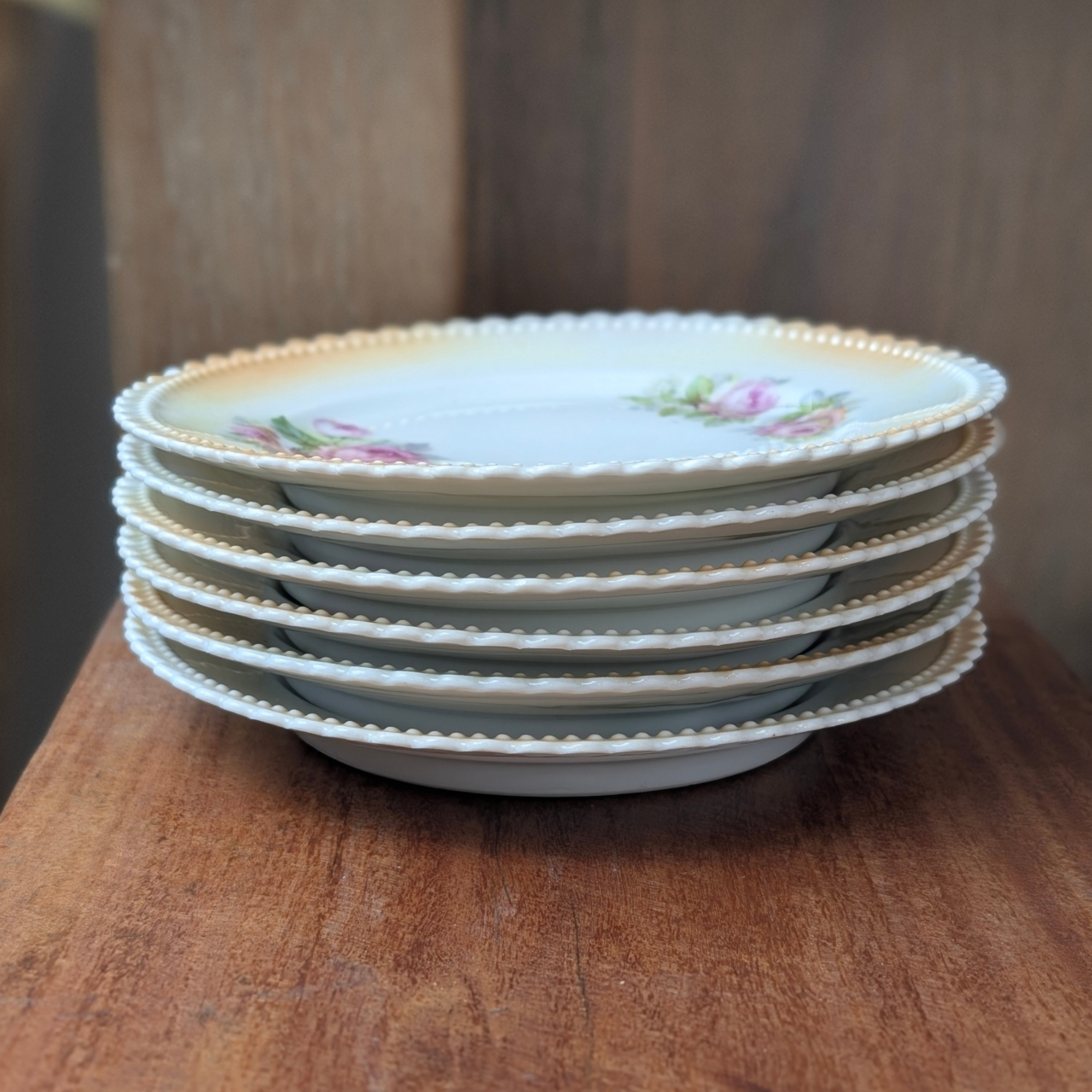Antique PK Silesia Porcelain Plates | Set of 6 | Pink Rose Motif | 16cm #70369 Antique PK Silesia Porcelain Plates | Set of 6 | Pink Rose Motif | 16cm #70369 - Image 3