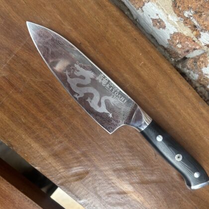 Baccarat Le Connoisseur Chef's Knife 20cm Dragon Etched Damascus Blade #70191