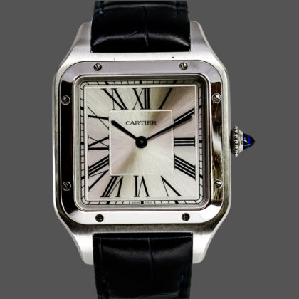 Cartier Santos-Dumont WSSA0022 Large Steel Quartz Watch Black Strap | Box & Card | RRP $8,000 #70256