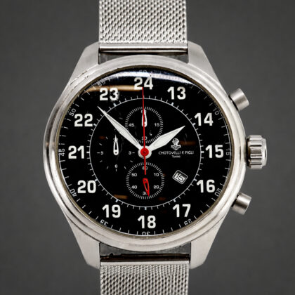 Chotovelli & Figli Torino Chronograph 50mm Military Dial Mesh Bracelet Watch #70169