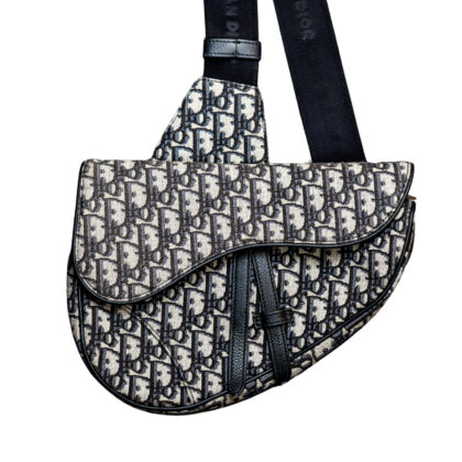 Monty's Christian Dior Saddle Bag Oblique Canvas Black #70239