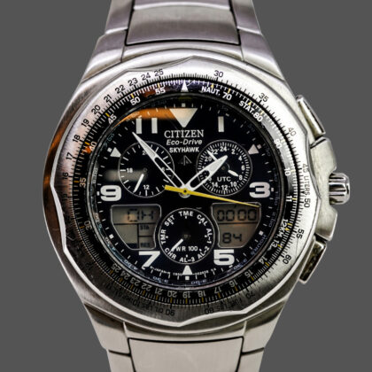 Citizen Skyhawk Eco-Drive Solar Watch | Ana-Digi | 44mm | Stainless Steel Bracelet | C650 | New Capacitor #70170
