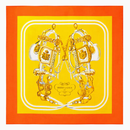 Hermès Brides de Gala Silk Scarf | Yellow & Orange | Hand-Rolled Edges | With Box #63666