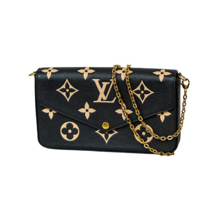 Louis Vuitton Félicie Pochette Bicolor Monogram Empreinte Black Cream M80482 #70223