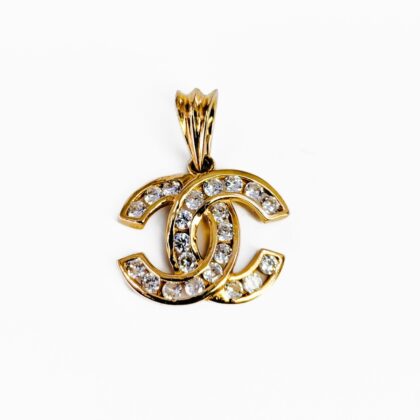 18ct Yellow Gold Cubic Zirconia CC Pendant #69908