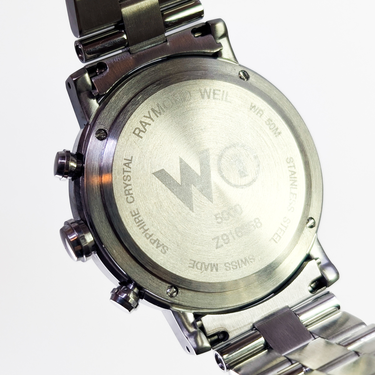 Raymond Weil W1 5000 Chronograph Watch 38mm Stainless Steel Full Set #70085 Raymond Weil W1 5000 Chronograph Watch 38mm Stainless Steel Full Set #70085 - Image 6