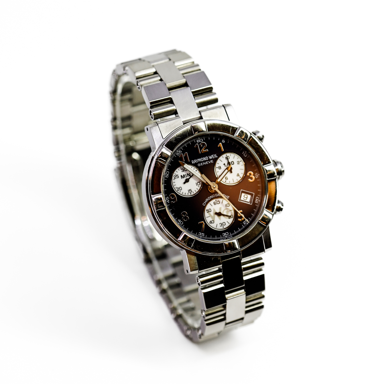 Raymond Weil W1 5000 Chronograph Watch 38mm Stainless Steel Full Set #70085 Raymond Weil W1 5000 Chronograph Watch 38mm Stainless Steel Full Set #70085 - Image 2