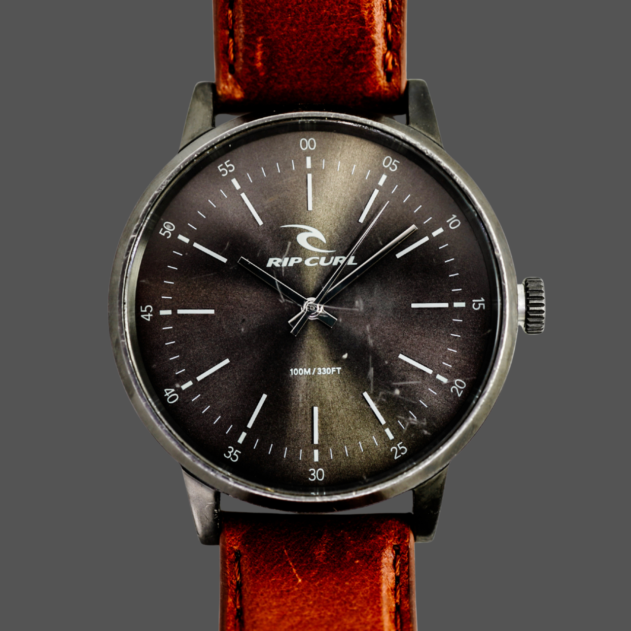 Rip Curl Drake A2799 Quartz Watch 42mm Black Dial Tan Leather Strap 100m WR #69505 Rip Curl Drake A2799 Quartz Watch 42mm Black Dial Tan Leather Strap 100m WR #69505