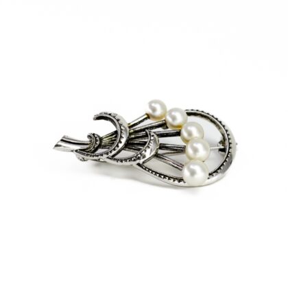 Vintage Silver Pearl Brooch 35mm #69404