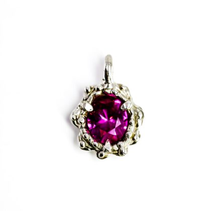 Sterling Silver 925 Synthetic Pink Sapphire Starburst Pendant 8.7g #70013