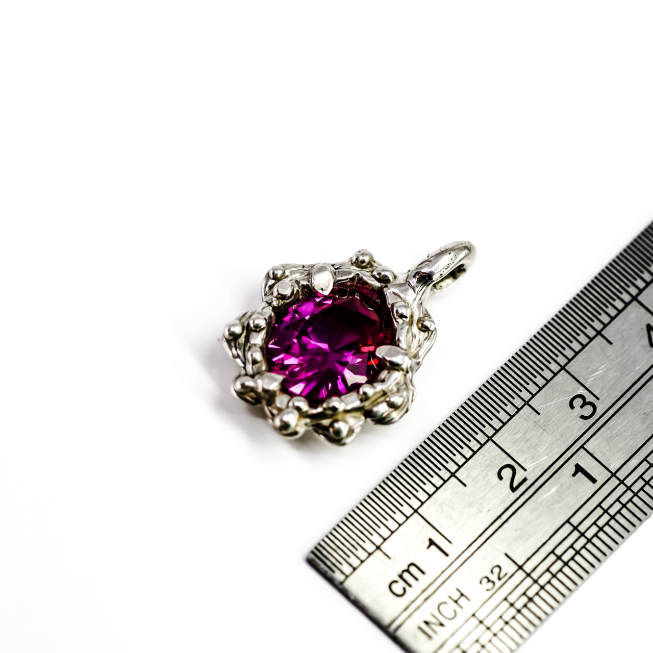 Sterling Silver 925 Synthetic Pink Sapphire Starburst Pendant 8.7g #70013 Sterling Silver 925 Synthetic Pink Sapphire Starburst Pendant 8.7g #70013 - Image 3