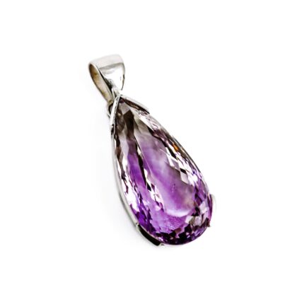 Sterling Silver Large Pear cut Amethyst Pendant #57715-1