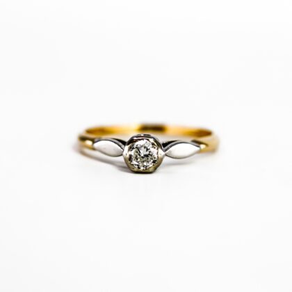 Vintage 18ct Yellow Gold & Palladium Old European Cut Diamond Solitaire Ring Val $1,740 #360