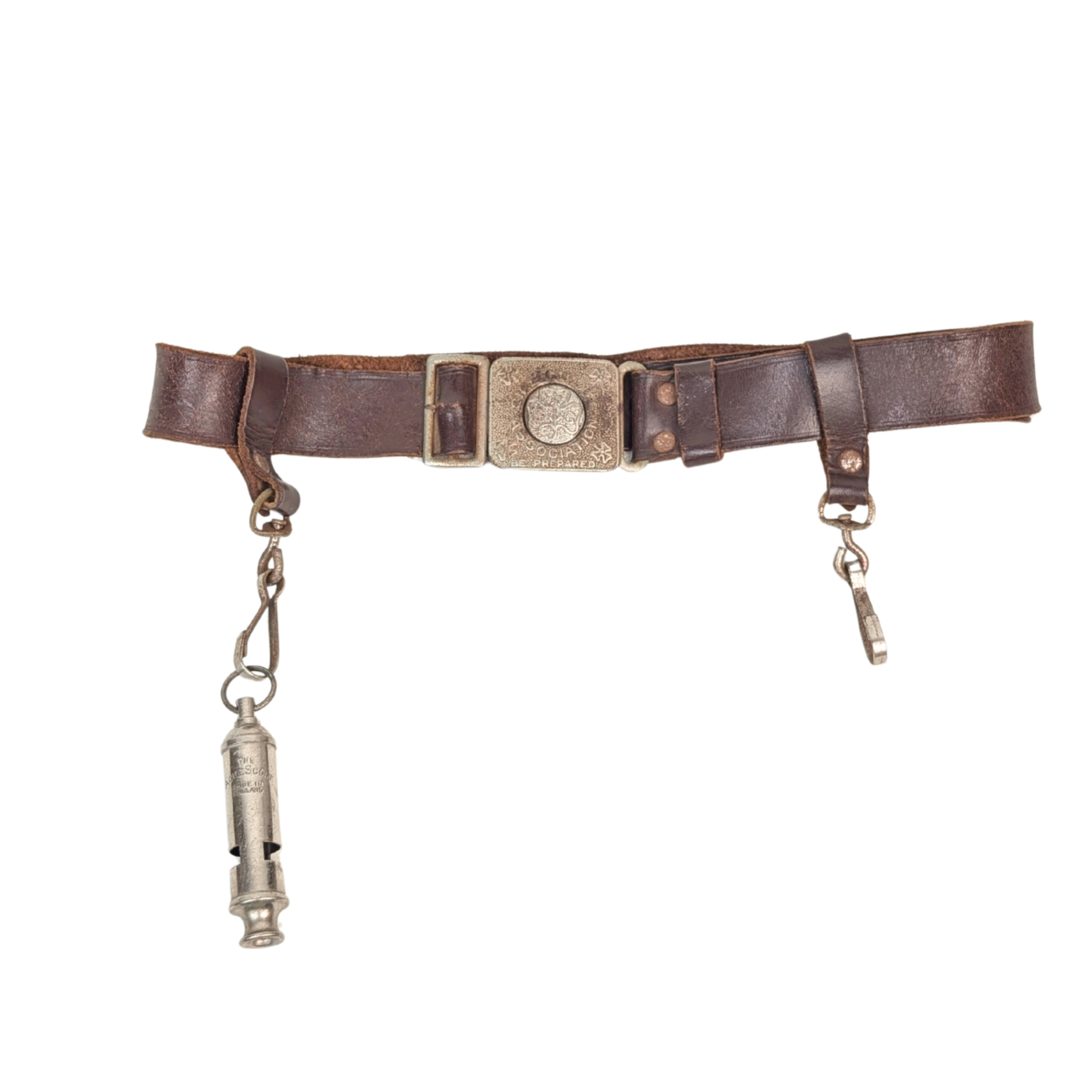 Vintage Girl Guide Association "Be Prepared" Leather Belt & Acme Scout Whistle c.1970s #70075 Vintage Girl Guide Association "Be Prepared" Leather Belt & Acme Scout Whistle c.1970s #70075