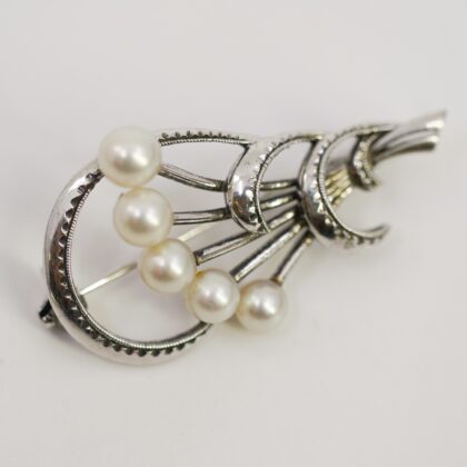 Vintage Silver Pearl Brooch 35mm #69404