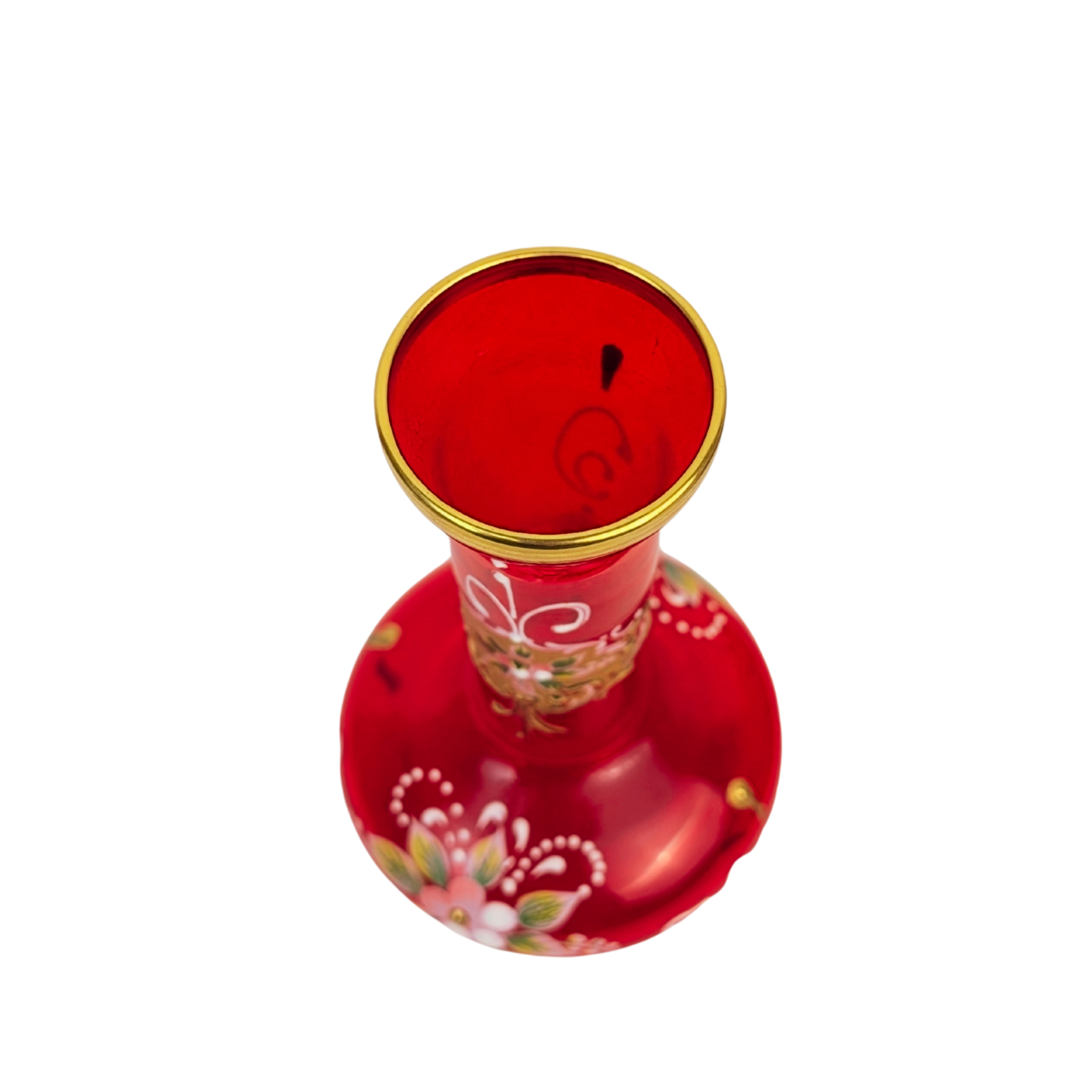 Vintage Venetian Ruby Red Glass Hand-Painted Jug & Vase Set | Made in Italy | c. 12cm #70304 Vintage Venetian Ruby Red Glass Hand-Painted Jug & Vase Set | Made in Italy | c. 12cm #70304 - Image 5