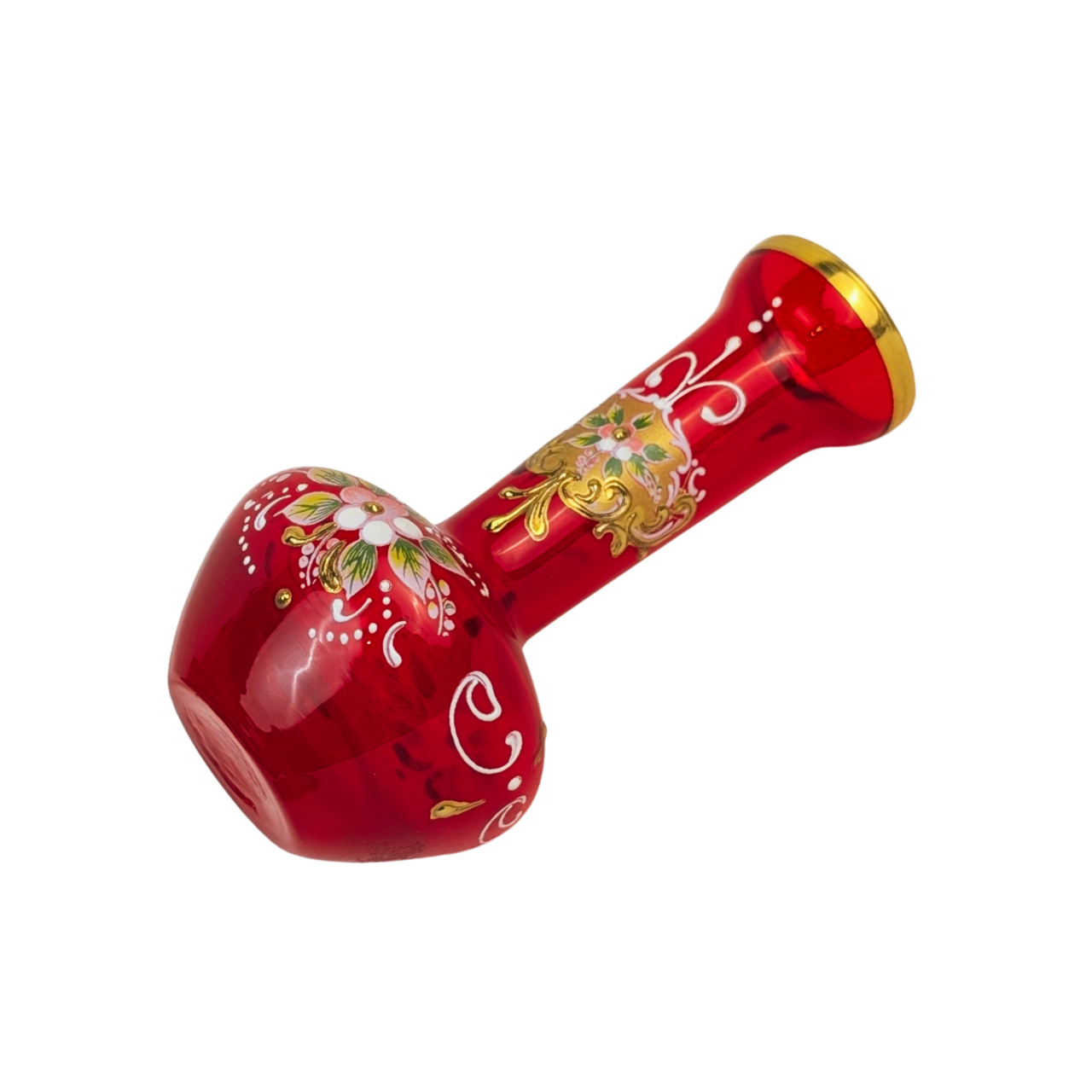 Vintage Venetian Ruby Red Glass Hand-Painted Jug & Vase Set | Made in Italy | c. 12cm #70304 Vintage Venetian Ruby Red Glass Hand-Painted Jug & Vase Set | Made in Italy | c. 12cm #70304 - Image 6