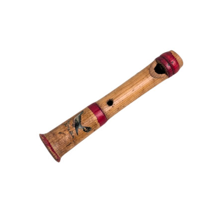 Vintage Wooden Recorder Mouthpiece with Hand-Painted Bird Motif 17cm #70073