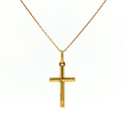 Monty's 10ct Yellow Gold Cross Pendant & Chain | 21 x 12mm Cross | 40-45cm | 1.2g | Hallmarked 10KT Italy #70027