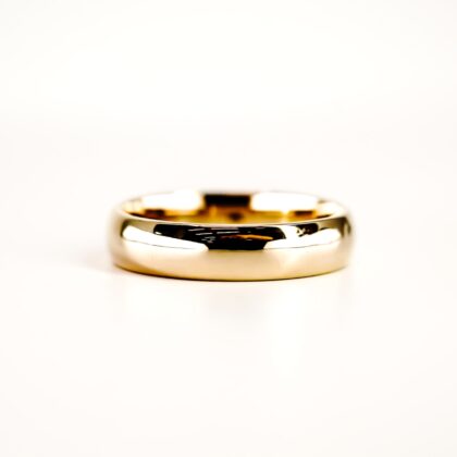 10ct Yellow Gold D-Shape Wedding Band | 5mm | Size V | 5.4g | Hallmarked 10K #69608
