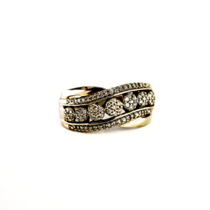 Monty's 10ct Yellow Gold Diamond Cluster & Pavé Band Ring | 0.33ct TDW | Size P | 4.9g #70141