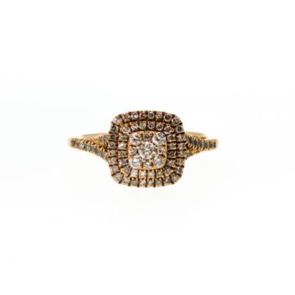 10ct Yellow Gold Diamond Double Halo Cluster Ring | 0.50ct TDW | Size O | 10mm | 3.1g #70257