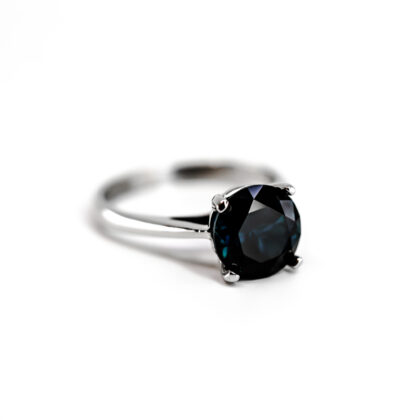 14ct White Gold Deep Blue Sapphire Solitaire Ring | 3.95ct | Size Q | 4g | Valued $7,200 #69367