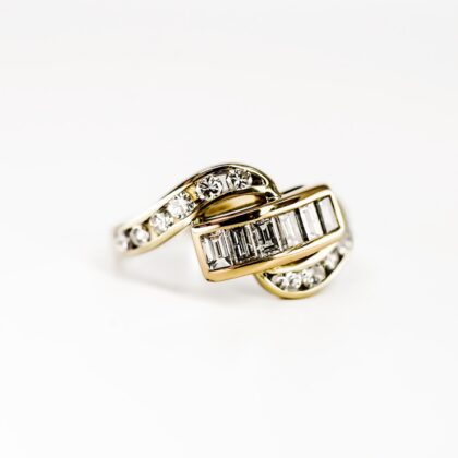 14ct Yellow Gold Diamond Baguette & Round Brilliant Ring | 0.48ct TDW | Size K | 9mm | Valued $4,550 #69800