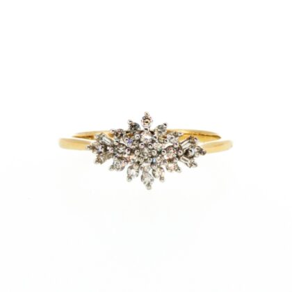 14ct Yellow Gold Diamond Starburst Cluster Ring | Size M | 8.2mm | Hallmarked 585 | 1.7g #70340