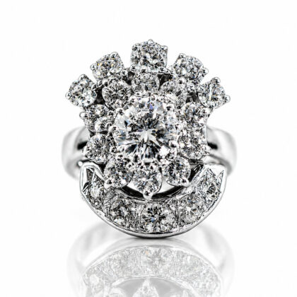 18ct White Gold Diamond Flower Halo Cluster Ring Set | 3.18ct 3.50ct TDW approx. | Size O½ | 15.7g | Valued $36,000 #70524