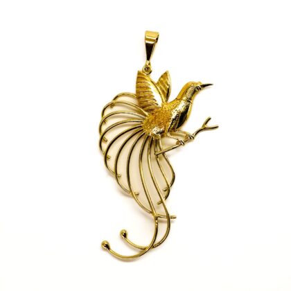 18ct Yellow Gold Bird of Paradise Pendant | 45mm | Hallmarked 750 | 3.8g #70160