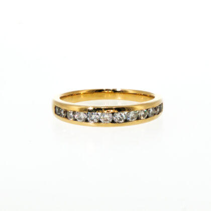 18ct Yellow Gold Diamond Channel-Set Half Eternity Ring | Size N½ | Hallmarked 18ct | 3.8g #70350