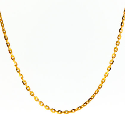 18ct Yellow Gold Flat Cable Link Chain Choker Necklace | 35cm | 3.3g #70219
