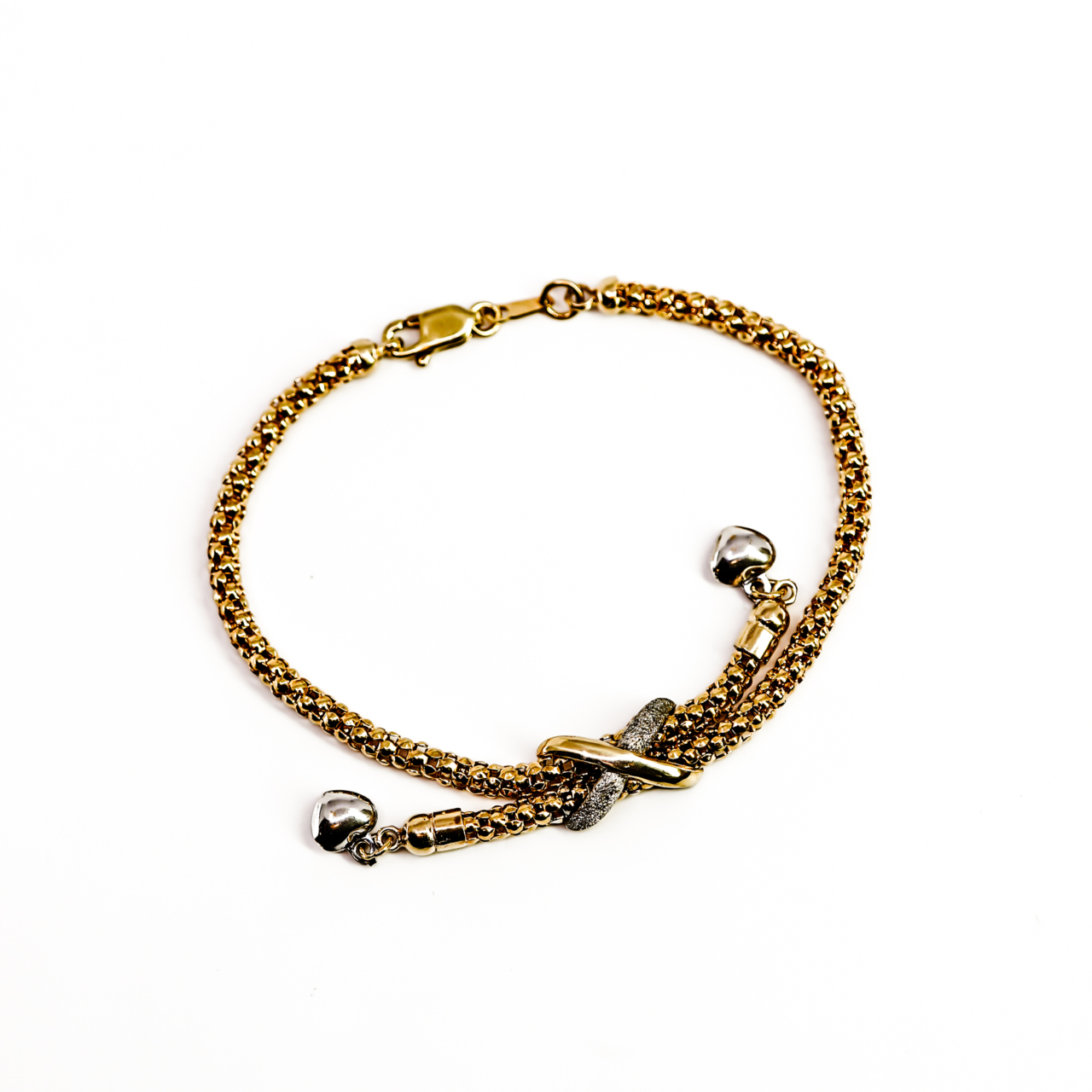 18ct Yellow Gold Popcorn Chain Bracelet with Two-Tone Knot Detail | 9.4g #70081 18ct Yellow Gold Popcorn Chain Bracelet with Two-Tone Knot Detail | 9.4g #70081 - Image 3