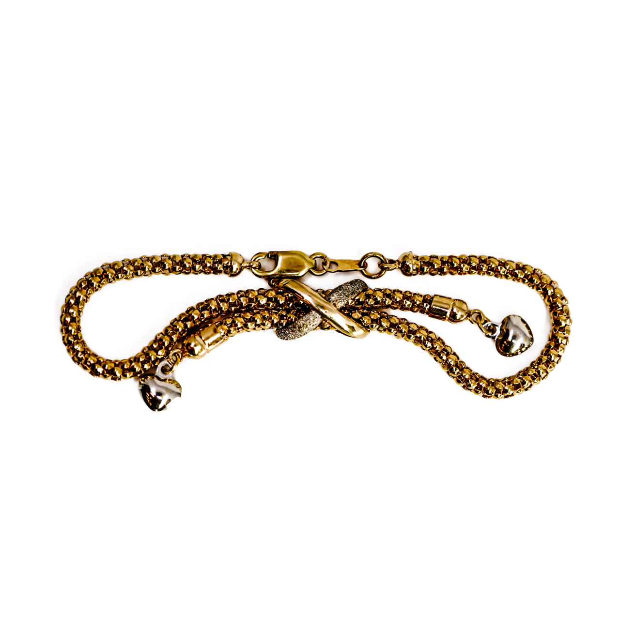 18ct Yellow Gold Popcorn Chain Bracelet with Two-Tone Knot Detail | 9.4g #70081 18ct Yellow Gold Popcorn Chain Bracelet with Two-Tone Knot Detail | 9.4g #70081 - Image 4