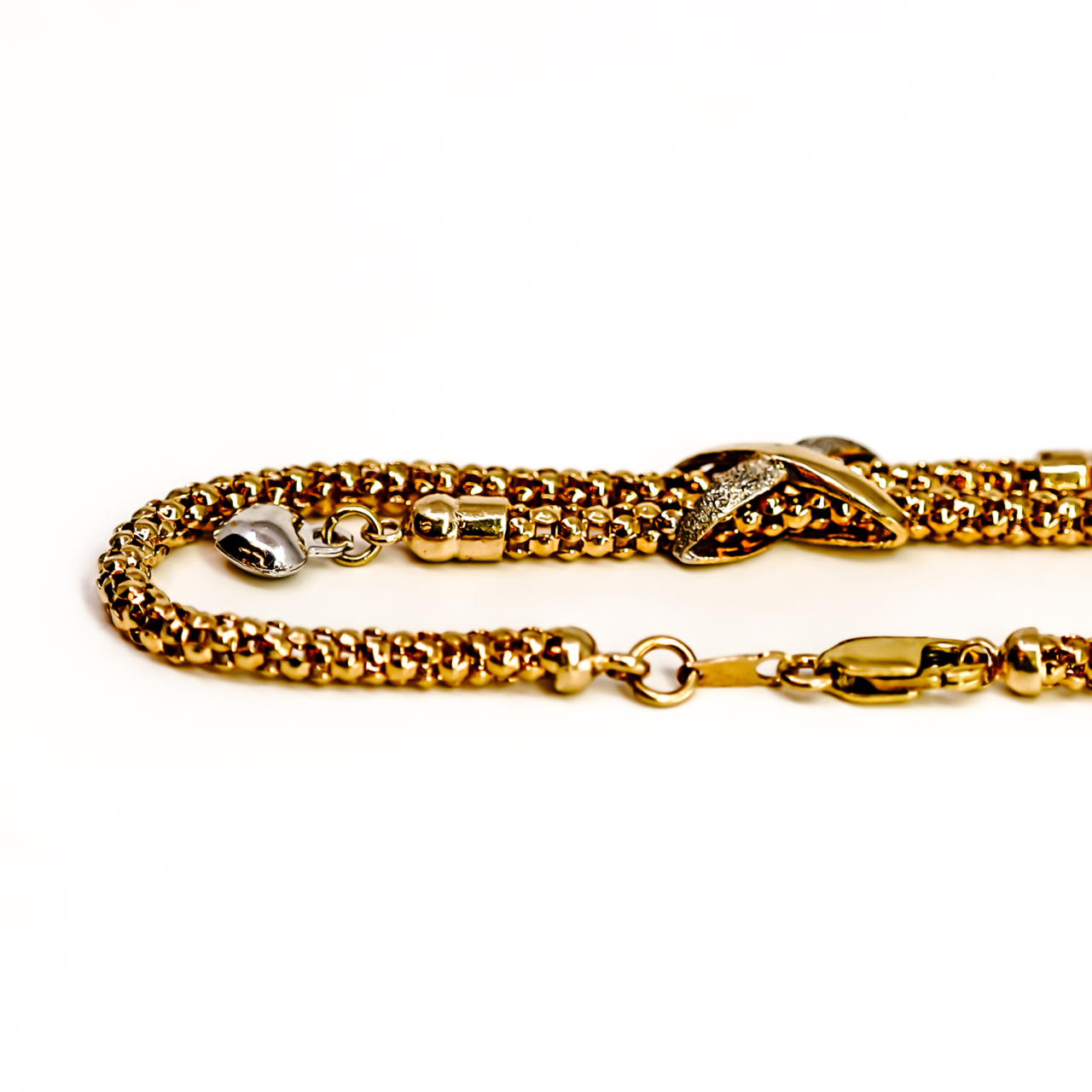 18ct Yellow Gold Popcorn Chain Bracelet with Two-Tone Knot Detail | 9.4g #70081 18ct Yellow Gold Popcorn Chain Bracelet with Two-Tone Knot Detail | 9.4g #70081 - Image 5