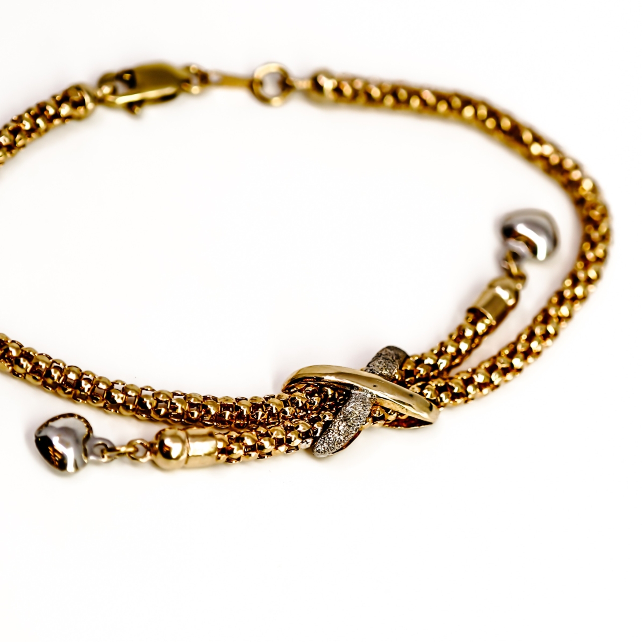18ct Yellow Gold Popcorn Chain Bracelet with Two-Tone Knot Detail | 9.4g #70081 18ct Yellow Gold Popcorn Chain Bracelet with Two-Tone Knot Detail | 9.4g #70081 - Image 6