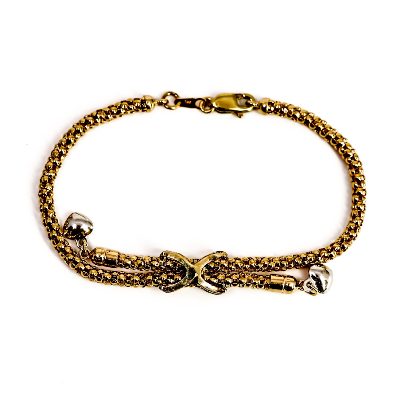 18ct Yellow Gold Popcorn Chain Bracelet with Two-Tone Knot Detail | 9.4g #70081 18ct Yellow Gold Popcorn Chain Bracelet with Two-Tone Knot Detail | 9.4g #70081 - Image 7