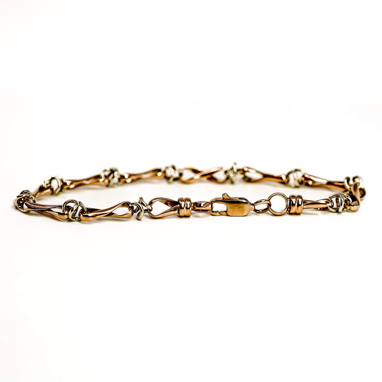 9ct Two-Tone Gold Knot Link Bracelet | Rose & White Gold | 19cm | 8.8g | Hallmarked 9ct #70152 9ct Two-Tone Gold Knot Link Bracelet | Rose & White Gold | 19cm | 8.8g | Hallmarked 9ct #70152 - Image 3