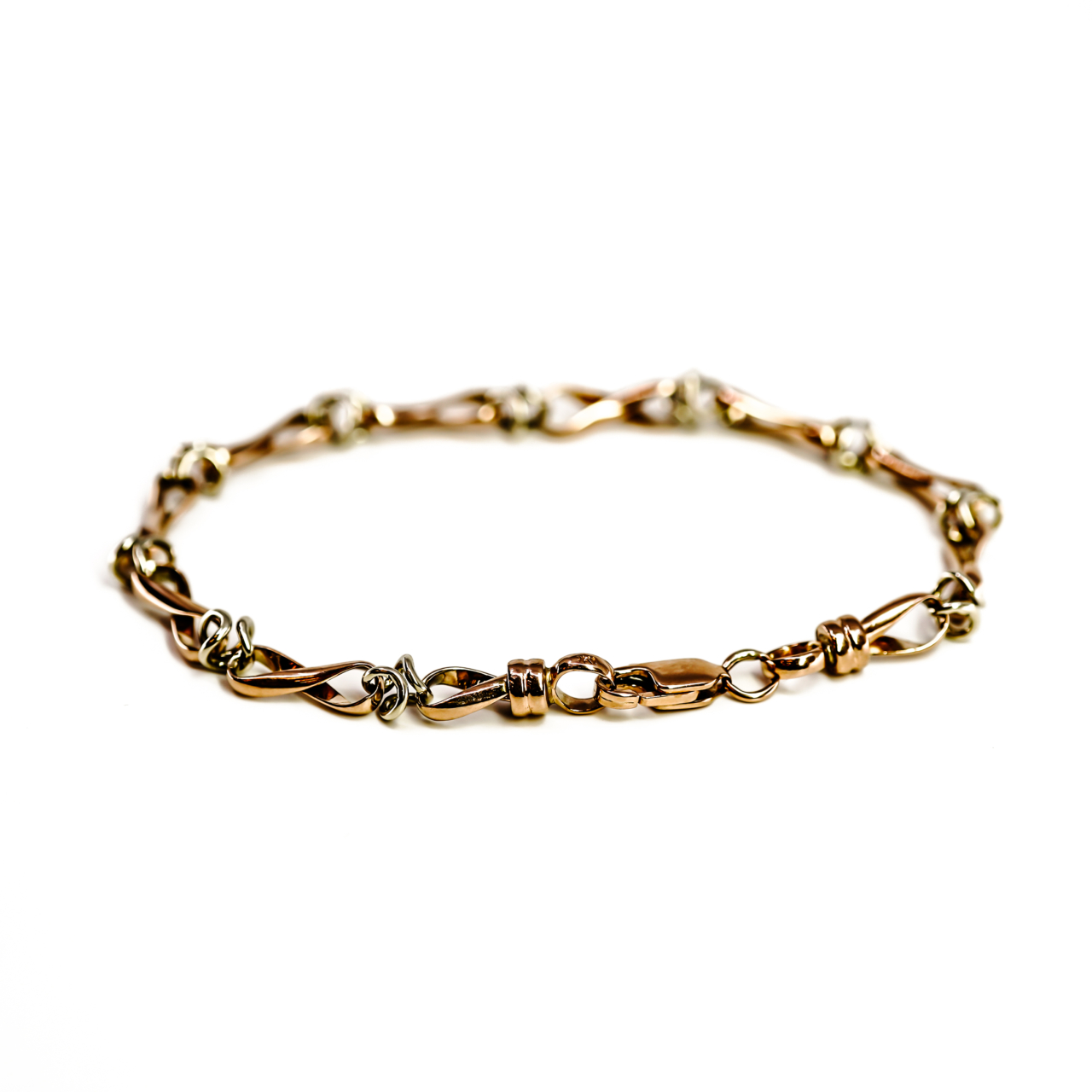9ct Two-Tone Gold Knot Link Bracelet | Rose & White Gold | 19cm | 8.8g | Hallmarked 9ct #70152 9ct Two-Tone Gold Knot Link Bracelet | Rose & White Gold | 19cm | 8.8g | Hallmarked 9ct #70152 - Image 4