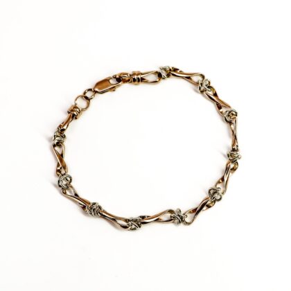 9ct Two-Tone Gold Knot Link Bracelet | Rose & White Gold | 19cm | 8.8g | Hallmarked 9ct #70152